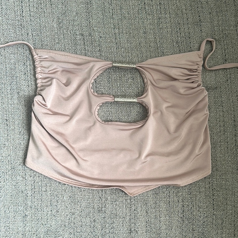 Edge Nude/Silver Accented Maxi Skirt Set